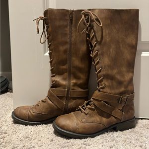 Brown Tall Combat Boots
